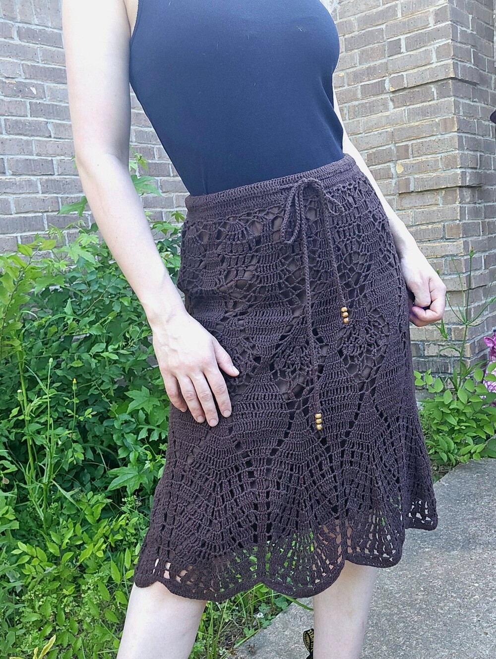 Y2k 2000's Moda International Brown Crochet Skirt